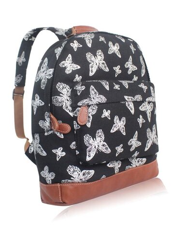 Obrázok produktu Čierny ruksak s jedným vreckom Motýlí motív